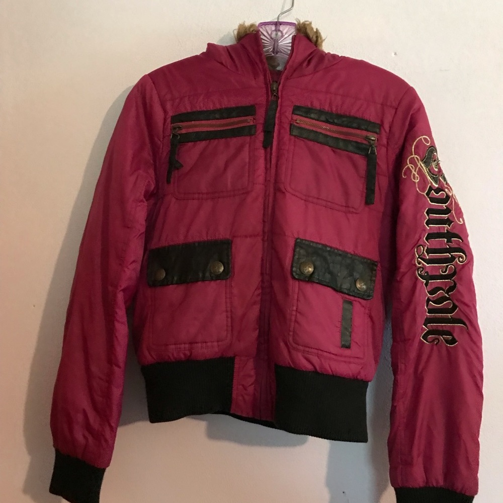 SouthPole fuchsia puffer coat. Size S - Picture 6 of 6